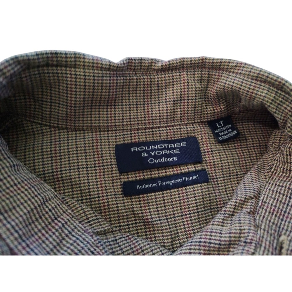 Roundtree and Yorke Plaid Flannel Shirt  Multicolor Long Sleeve‎ Mens Tall Large